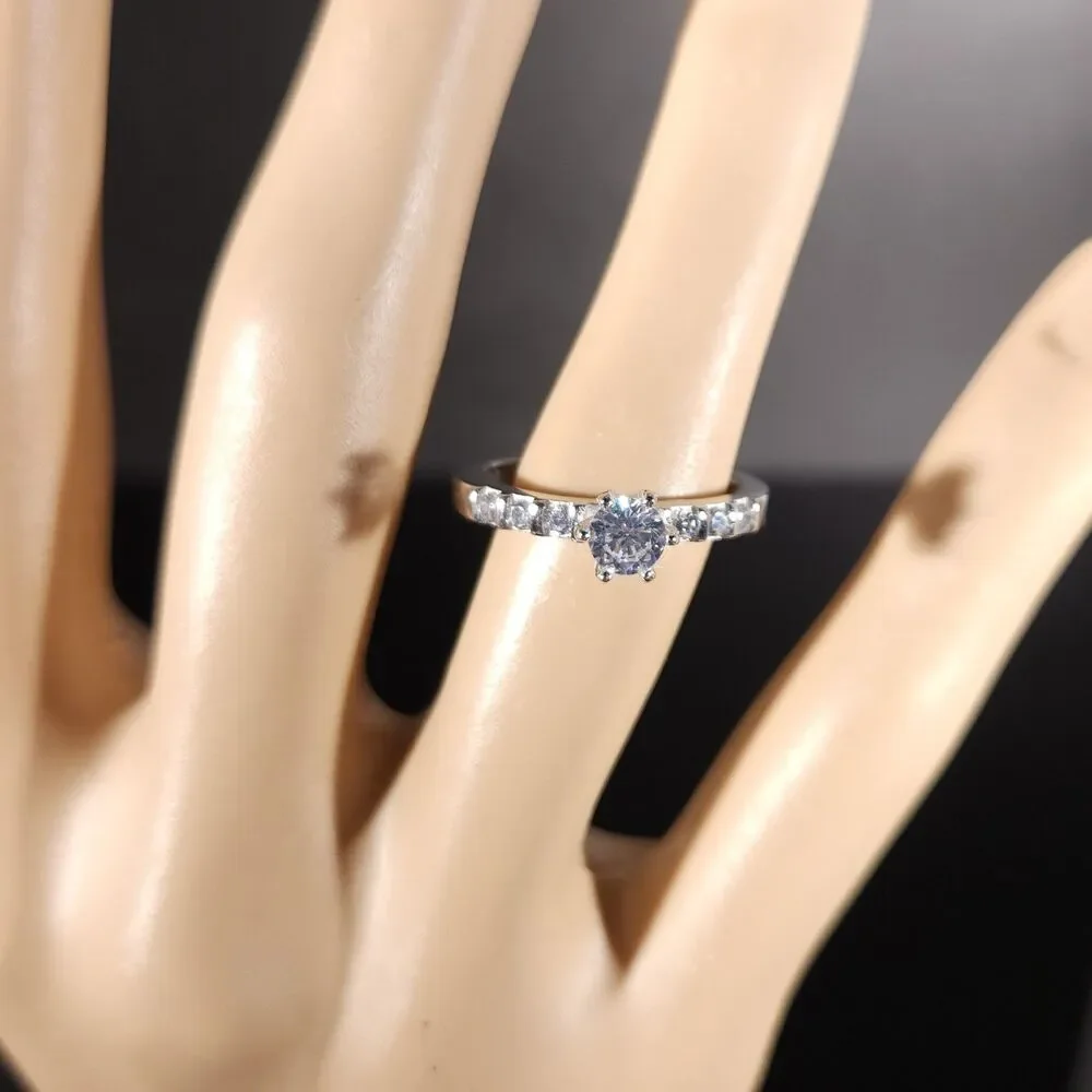Simulated Diamond Ring in Sterling Silver Size 7